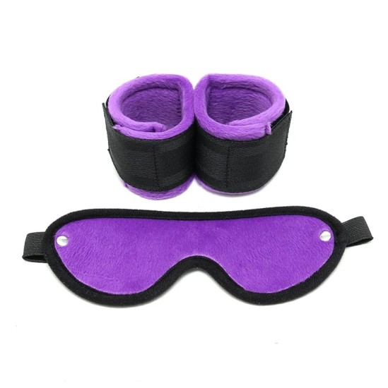 Bondage Play Rimba Handcuffs with Mask Adjustable Purple