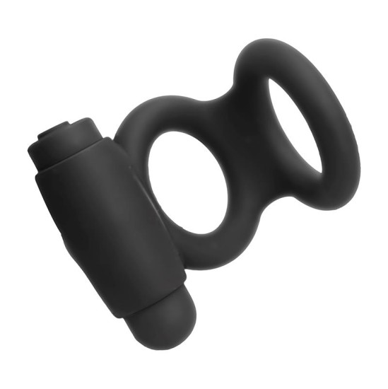 Tardenoche Denver Double Cockring with Vibrating Bullet USB Silicone Black