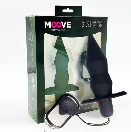 Moove Vibrating Butt Plug with Remote Control Silicone Black