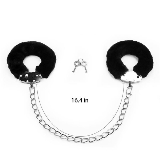 Lovetoy Furry Metal Ankle Cuffs Black