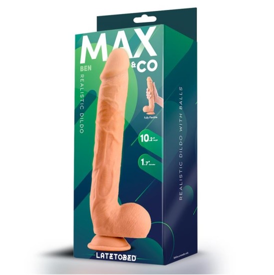 Max & Co Ben Reālistisks dildo ar sēkliniekiem 10.2 miesa