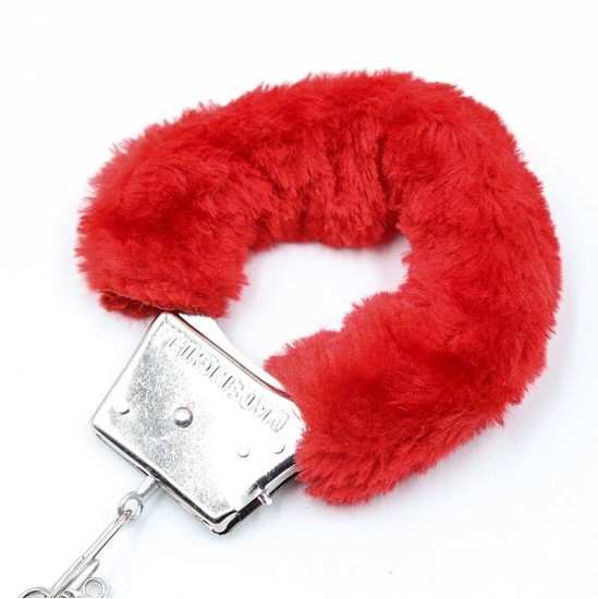 Intoyou Bdsm Line Furry Metal Handcuffs Red