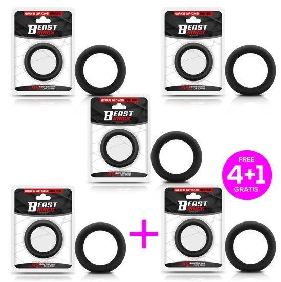 Beast Rings Iepakojumā 4+1 masīva silikona krāna gredzens 4,5 cm