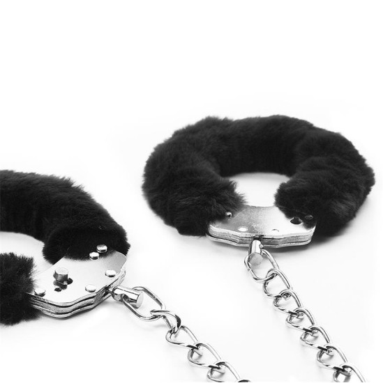 Lovetoy Furry Metal Ankle Cuffs Black