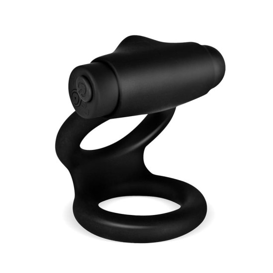 Tardenoche Denver Double Cockring with Vibrating Bullet USB Silicone Black