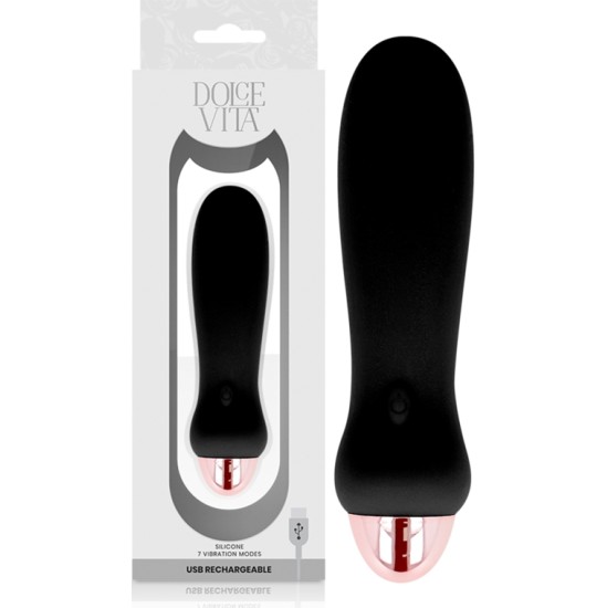 Dolce Vita UZLĀDĒJAMS VIBRATORS FIVE BLACK 7 ĀTRUMI