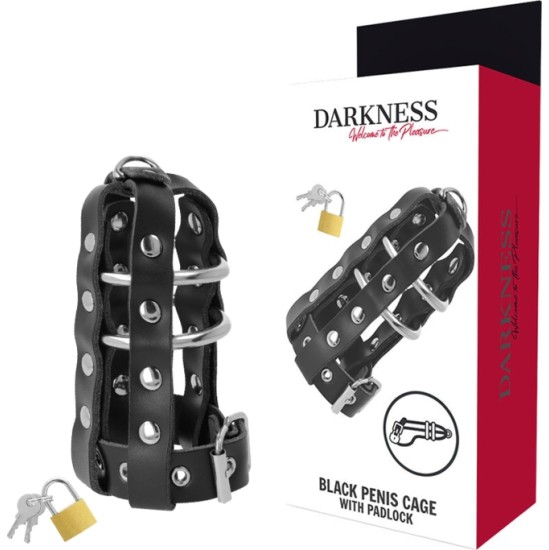 Darkness Bondage DARKNESS - LEATHER CHASTITY CAGE WITH LOCK