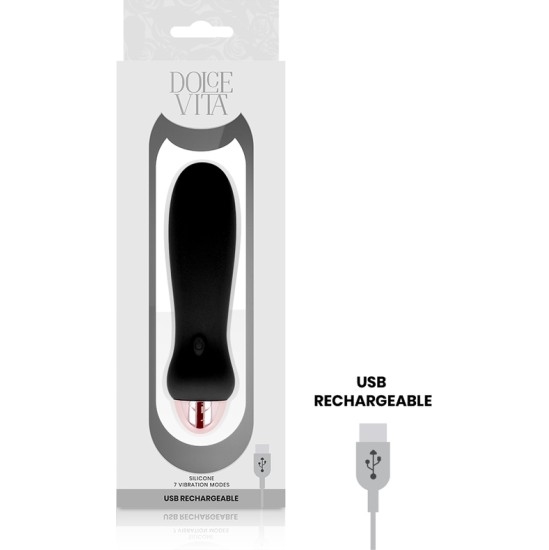 Dolce Vita UZLĀDĒJAMS VIBRATORS FIVE BLACK 7 ĀTRUMI