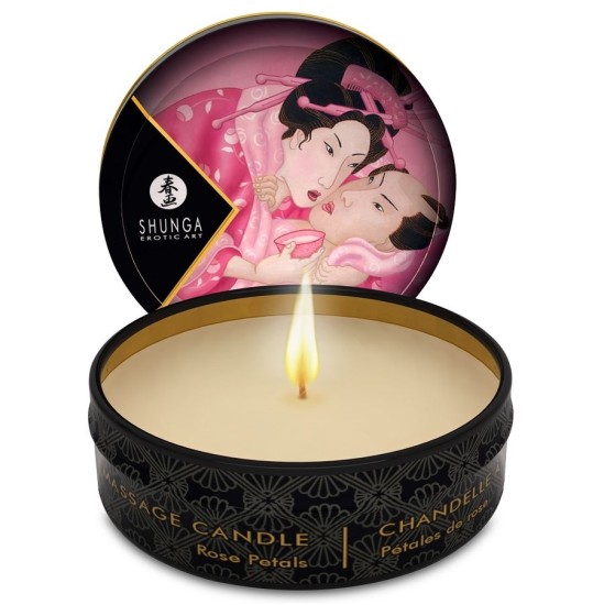 Shunga Candles SHUNGA - MASĀŽAS SVECE MINI GLĪSTĪBA AR SVEČU GAISMĀM ROSES 30 ml