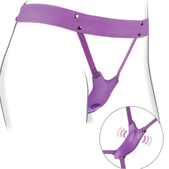 Fantasy For Her BUTTERFLY HARNESS, VIBRATING RECHARGEABLE & REMOTE CONTROL PURPLE