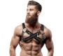 Fetish Submissive Attitude ADJUSTABLE NEOPRENE CROSS-OVER CHEST BULLDOG HARNESS WITH ZIPPERS FOR MEN