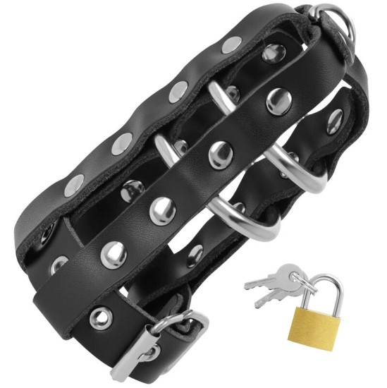 Darkness Bondage DARKNESS - LEATHER CHASTITY CAGE WITH LOCK