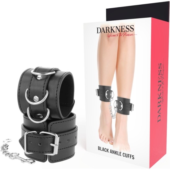 Darkness Bondage DARKNESS - BLACK ADJUSTABLE LEATHER ANKLE HANDCUFFS