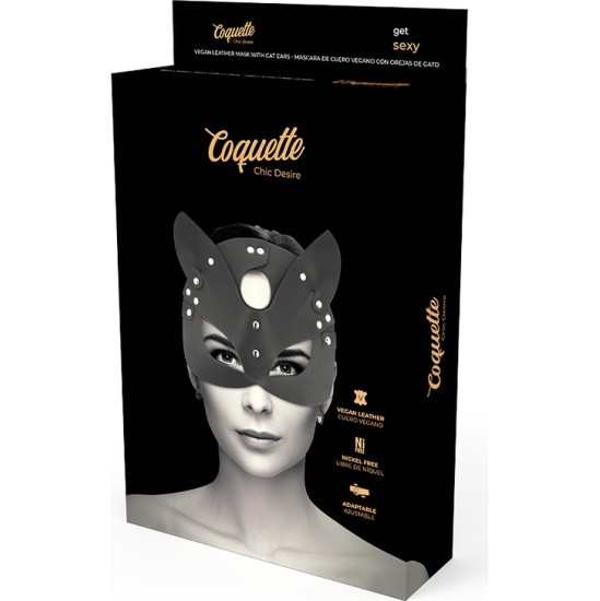 Coquette Accessories COQUETTE CHIC DESIRE - VEGAN LEATHER MASK WITH CAT EARS