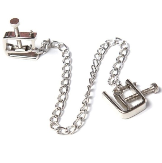 Ohmama Fetish METAL SCREW CLAMPS WITH CHAIN