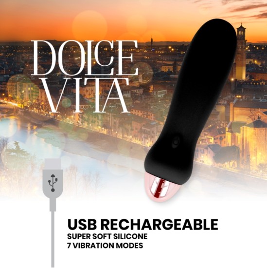 Dolce Vita ĮKRAUJAMAS VIBRATORIUS FIVE BLACK 7 greičiai