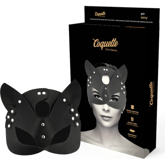 Coquette Accessories COQUETTE CHIC DESIRE - VEGAN LEATHER MASK WITH CAT EARS