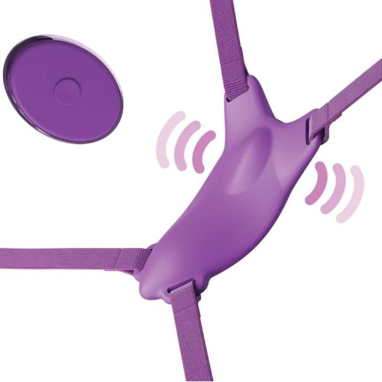 Fantasy For Her BUTTERFLY HARNESS, VIBRATING RECHARGEABLE & REMOTE CONTROL PURPLE