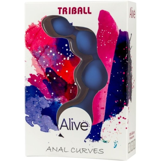 Alive TRIBALL BLUE SILICONE ANAL BALLS 15 CM