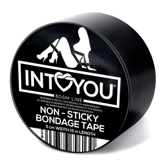 Intoyou Bdsm Line Bondage Tape Nelipīga melna 15 metri