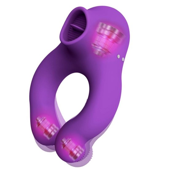 Action Fenda Vibrating Ring with Licking Tongue and Remote Control 3 Motors Magnetic USB