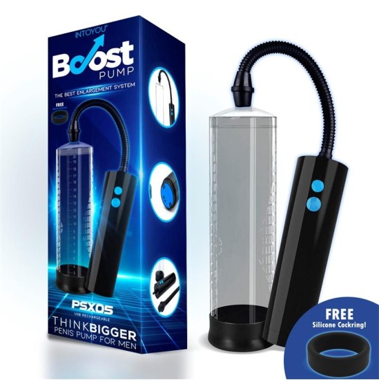 Boost Pumps Penis Pump with Remote ontrol PSX05 USB Rechargeable Clear