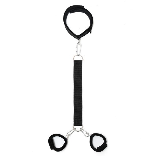 Bondage Play Soft Collar to Handcuffs with Leash Adjustable