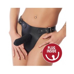 Bondage Play Siksna regulējama ar iekšējo un ārējo dildo