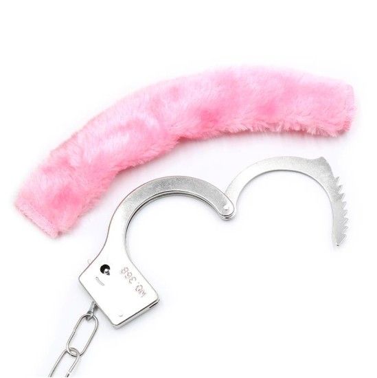 Intoyou Bdsm Line Furry Metal Handcuffs Pink