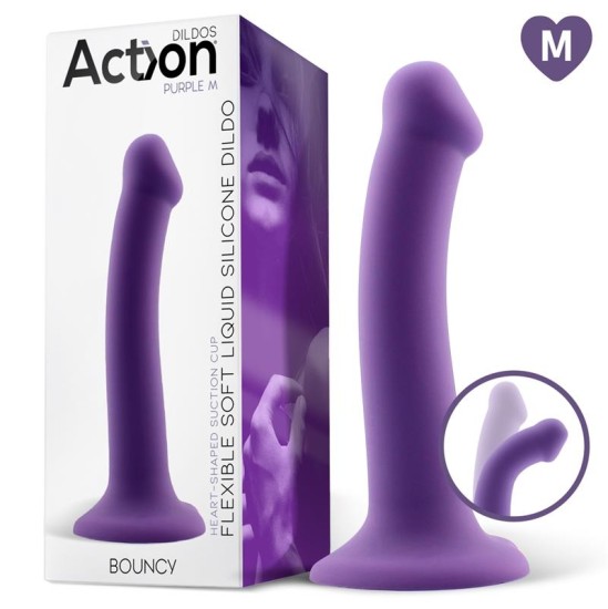 Action Bouncy Skystas silikoninis dildo Hiper Flexible 7 - 18 cm Dydis M Violetinė