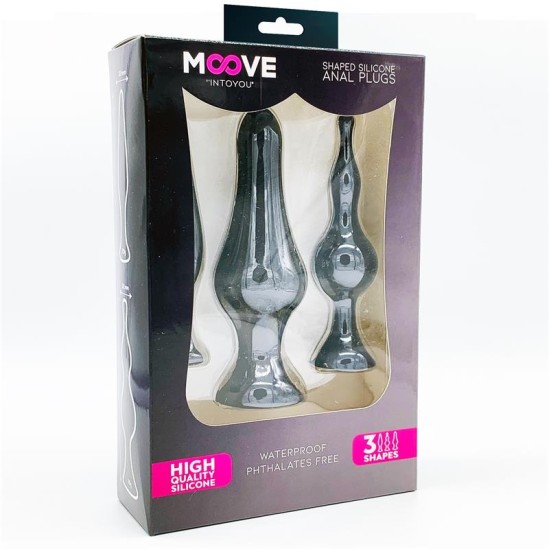 Moove Set of 3 Butt Plugs Black