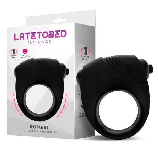 Latetobed Romeri Ring + Vibrating Bullet Silicone Black