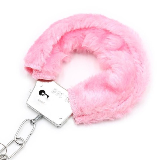 Intoyou Bdsm Line Furry Metal Handcuffs Pink