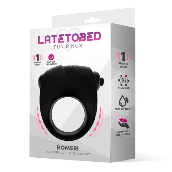 Latetobed Romeri Ring + Vibrating Bullet Silicone Black