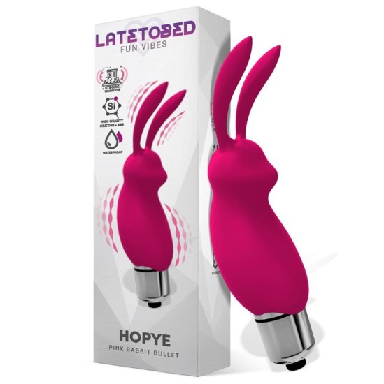 Latetobed Hopye Rabbit Vibrating Bullet Silikona Rozā