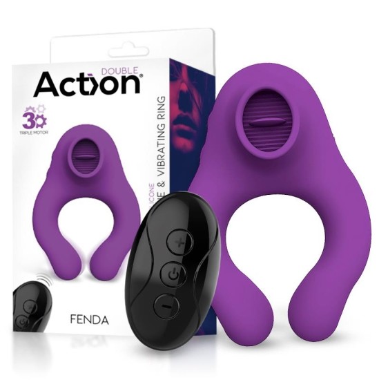 Action Fenda Vibrating Ring with Licking Tongue and Remote Control 3 Motors Magnetic USB