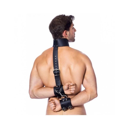 Bondage Play Neck and Hands Ties Leather M-L