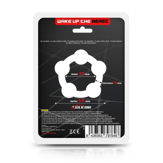 Beast Rings Bead Solid Cock Gredzens Silikona 3,5 cm Melns