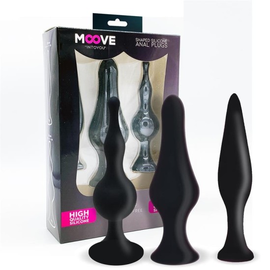 Moove Set of 3 Butt Plugs Black