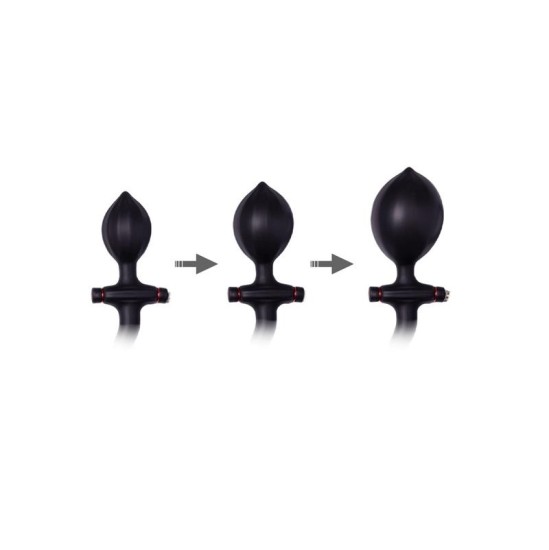 Latex Play Inflatable Anal Plug with Handle and Pump Black