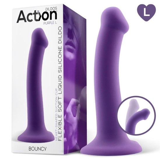 Action Bouncy Liquid Silikona Dildo Hiper Elastīgs 7,5-19 cm Izmērs L Purpurs