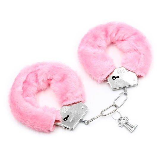 Intoyou Bdsm Line Furry Metal Handcuffs Pink