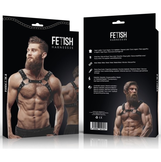 Fetish Submissive Attitude MEN'S ECO-LEATHER CHEST HARNESS WITH STUDS