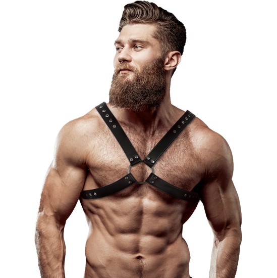 Fetish Submissive Attitude MEN'S CROSS CHEST ECO-LEATHER HARNESS