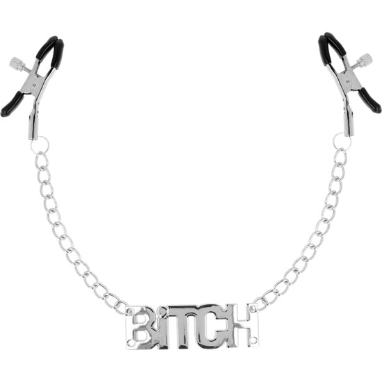 Ohmama Fetish NIPPLE CLAMPS WITH CHAINS - BITCH