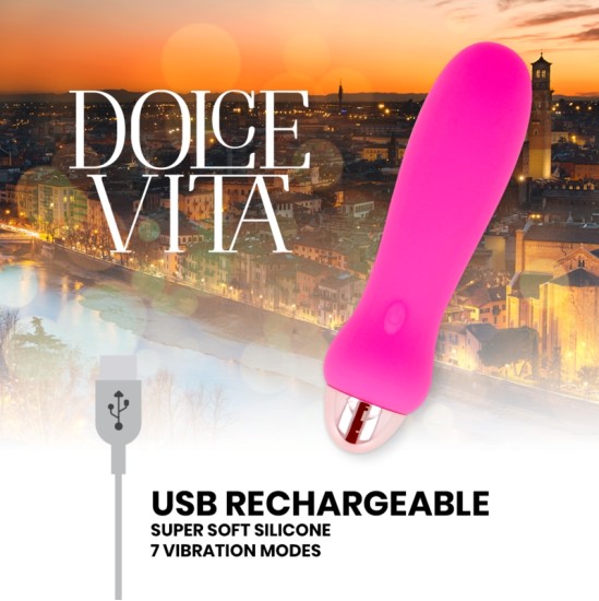 Dolce Vita UZLĀDĒJAMS VIBRATORS FIVE PINK 7 Ātrumi