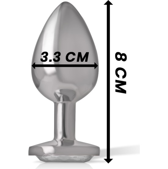 Intense Anal Toys INTENSE - METAL ALUMINUM ANAL PLUG WITH SILVER GLASS SIZE M