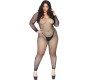 Leg Avenue Bodystockings LEG AVENUE CRYSTALIZED NET BODY STOCKING 1X-2X