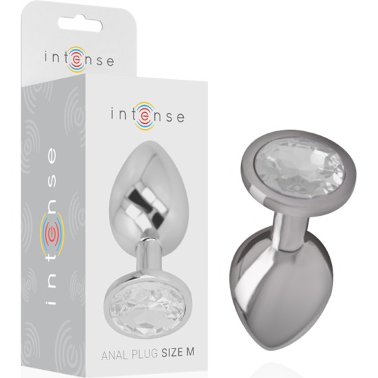 Intense Anal Toys INTENSE - METAL ALUMINUM ANAL PLUG WITH SILVER GLASS SIZE M