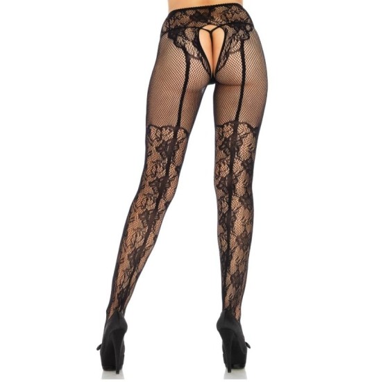 Leg Avenue Hosiery LEG AVENUE KOMJINĖS GĖLĖS DIZAINAS NUGARA BE KROPŠČIŲ VIENAS DYDIS